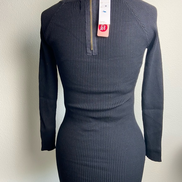 BESTOW Black Crew Neck Long Sleeve Rib Knit Sweater Tunic, M - Picture 7 of 8